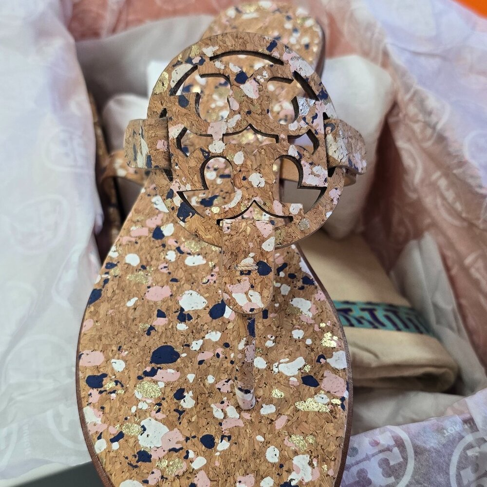 Tory Burch Miller Confetti Cork Sandal - Style 74422 Size 9.5